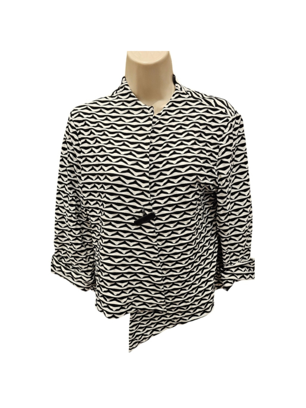 Multiples geometric stretch scuba knit psychedelic button front cardigan small - Picture 2 of 7